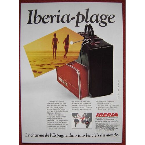 Publicité Papier - Iberia, Lignes Internationales Aériennes D' Espagne De 1970
