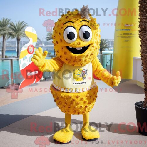 Costume De Mascotte Redbrokoly De Panthère Crème Habillé D Un Short Et De Coussinets De Pieds