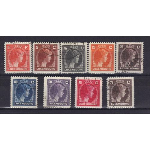 Luxembourt 1944 : Grande-Duchesse Charlotte - Série De 9 Timbres Oblitérés