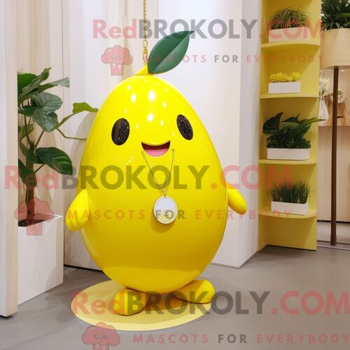Costume Mascotte Redbrokoly Pendentif Jaune Citron Personnage Habillé Avec Un Body Et Des Colliers