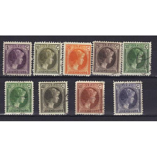 Luxembourg 1926 : Grande-Duchesse Charlotte - Série De 9 Timbres Oblitérés