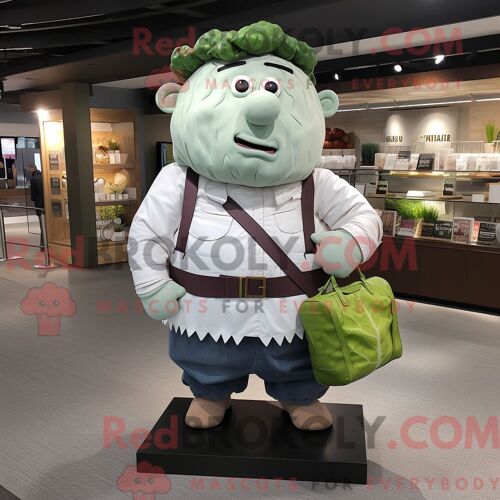 Costume De Mascotte Redbrokoly De Chou-Fleur Marron Habillé D Une Robe Droite Et De Noeuds Papillons