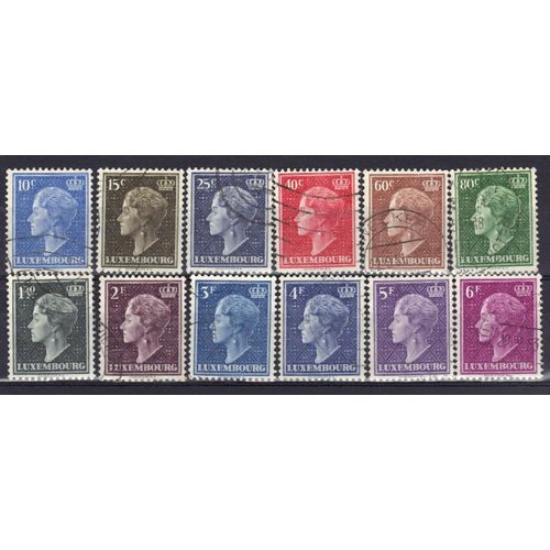 Luxembourg 1948 : Effigie De La Grande-Duchesse Charlotte - Série De 12 Timbres Oblitérés