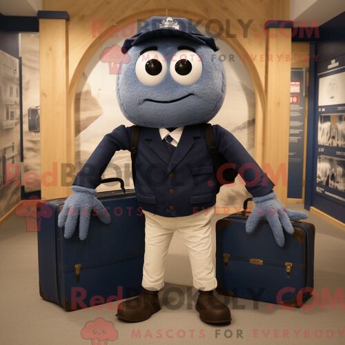 Costume De Mascotte Redbrokoly D Araignée Marine Personnage Habillé D Une Chemise Oxford Et De Pochettes