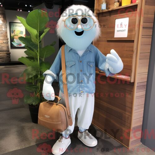 Personnage De Costume De Mascotte Redbrokoly De Rust Television Habillé Avec Un Pantalon Habillé Et Des Sacs Messager