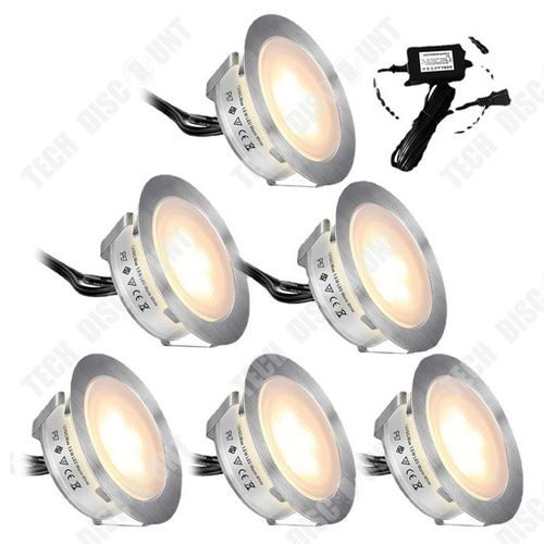 Td Spot Led Encastrable 6 Pcs 55mm 1.5w/Pcs Etanche Ip67 Spot Led Encastrable Dimmable Pour Terrasse Bois Plafond 2800k Blanc Chaud
