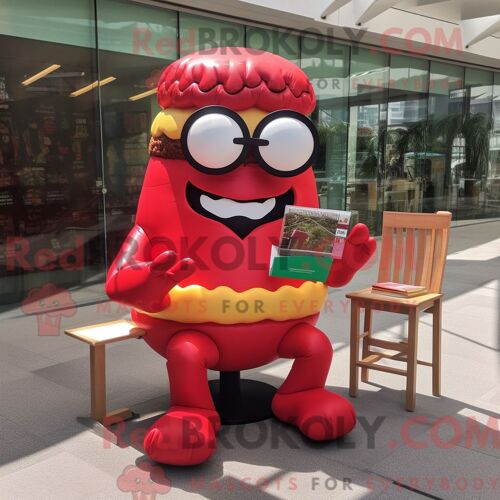 Costume De Mascotte Redbrokoly De Pizza Jaune Personnage Habillé D Un Blouson Aviateur Et D Épingles À Chapeau