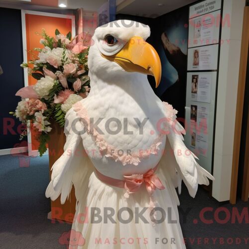 Costume De Mascotte Redbrokoly D Aigle De Peach Haast Habillé Avec Une Robe De Mariée Et Des Bandeaux