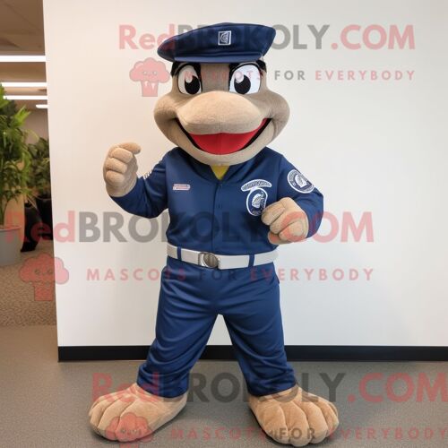Costume Mascotte Redbrokoly De Serpent Bleu Marine Personnage Habillé D Un Bermuda Et D Une Ceinture De Smoking