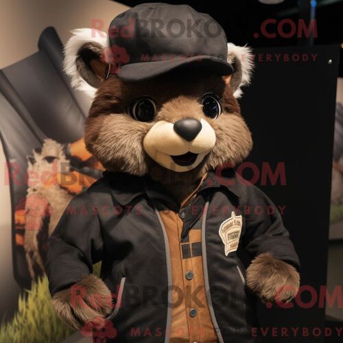 Costume Mascotte Redbrokoly De Zébu Pêche Personnage Habillé D Un Sweat Et De Bérets
