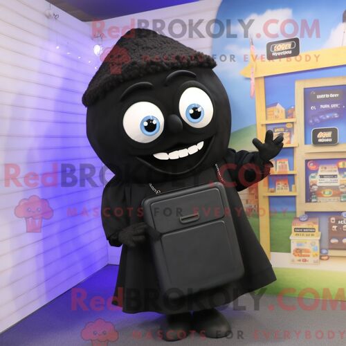 Personnage De Costume De Mascotte Redbrokoly De Télévision Noire Habillé Avec Une Jupe Crayon Et Des Sacs À Dos