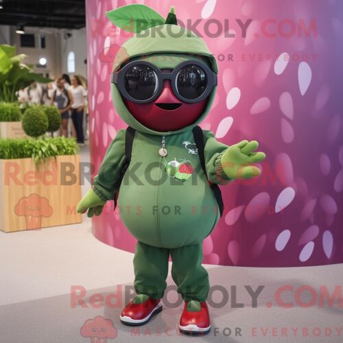 Costume De Mascotte Redbrokoly De Pingouin Beige Habillé D Une Veste De Moto Et De Bretelles