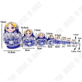 TD® Poupées Russes Série de 10 pièces- Poupées Russes Matriochkas en Bois Peints- Bleu