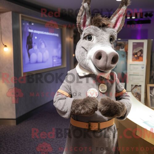Costume De Mascotte Redbrokoly D Âne Habillé D Une Robe Droite Et D Épinglettes