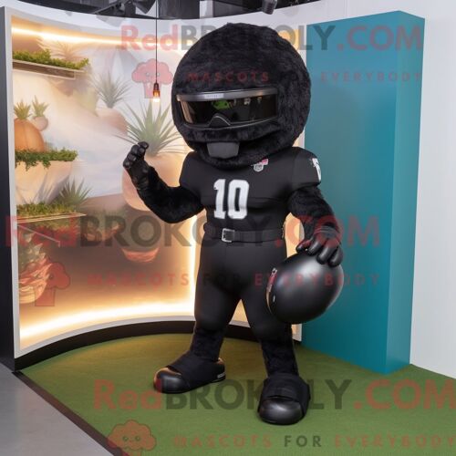 Mascotte Redbrokoly De Casque De Football Américain Noir Costume De Personnage Habillé Avec Un Pantalon Et Des Épingles À Cheveux
