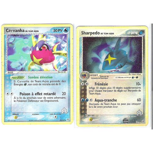 2 Cartes Pokémon - Ex Team Aqua Et Team Magma - Reverse Sharpedo De Team Aqua, Carvanha De Team Aqua