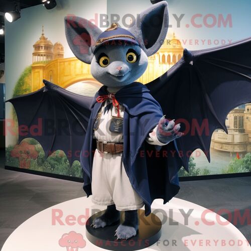 Costume Mascotte Redbrokoly De Chauve-Souris Marine Personnage Habillé D Un Cardigan Et De Châles