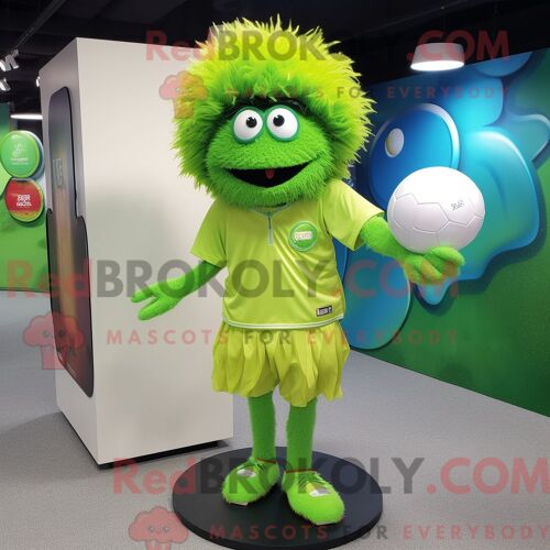 Mascotte Redbrokoly De Balle De Golf Vert Citron Habillée D Un Short Et De Pinces À Cheveux
