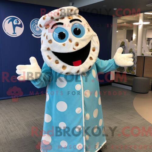 Costume De Mascotte Redbrokoly De Pizza Bleu Ciel Habillé D Une Robe Longue Et De Boutons De Manchette