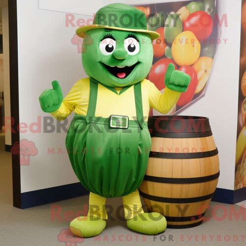 Costume De Mascotte Redbrokoly D Olive Pot Of Gold Habillé Avec Un Bermuda Et Des Ceintures De Smoking