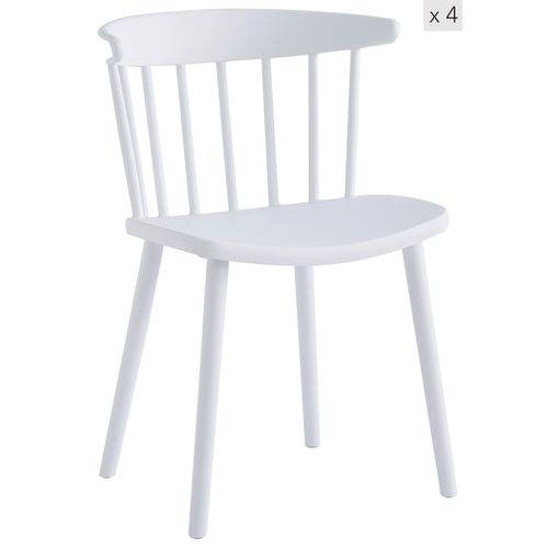 Lot De 4 Chaises Scandinaves En Bois Et Polypropylène Blanc