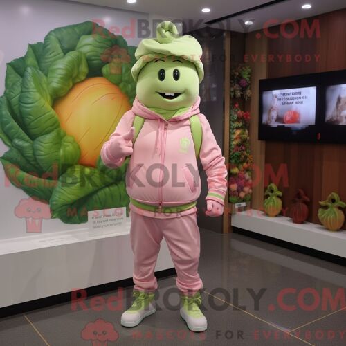 Personnage De Costume De Mascotte Redbrokoly De Chou-Pêche Habillé Avec Un Jogging Et Des Montres Numériques