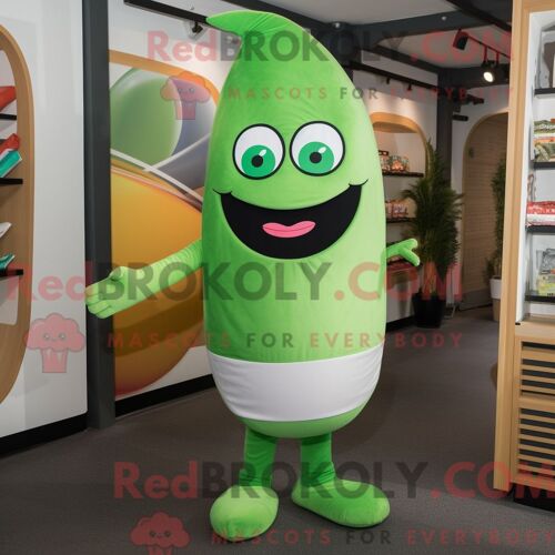 Costume De Mascotte Redbrokoly De Sushi Vert Habillé D Un Jean Bootcut Et De Coussinets De Pieds
