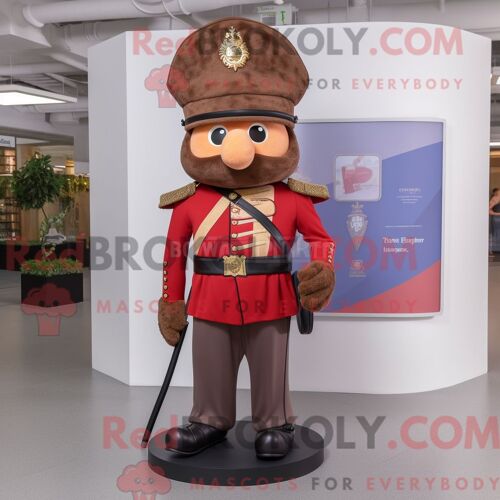 Personnage De Costume De Mascotte Redbrokoly De La Garde Royale Britannique Marron Habillé D Un Jean Bootcut Et De Portefeuilles