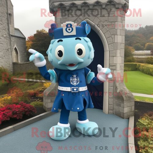 Personnage Mascotte Redbrokoly Du Château Irlandais Bleu Habillé D Un Jegging Et De Porte-Clés