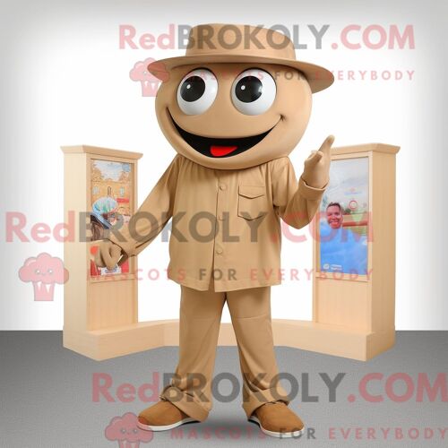 Costume De Mascotte Redbrokoly De Tan Pho Habillé Avec Un T-Shirt À Manches Longues Et Des Pinces À Chaussures