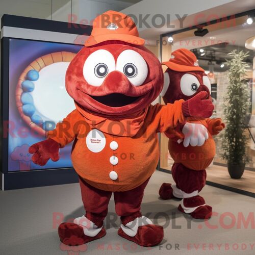 Costume De Mascotte Redbrokoly De Poisson Clown Marron Habillé Avec Un T-Shirt À Manches Longues Et Des Bonnets