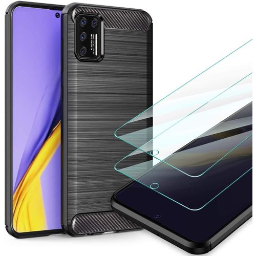 Coque Iphone 12 &iphone 12 Verre Trempé Écran Protecteur, Coque Iphone 12 Silicone Tpu Bumper Etui Housse+ Film Protection Compatible Pour Coque Iphone 12- Noir