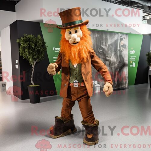 Costume De Mascotte Redbrokoly Silver Pot Of Gold Habillé Avec Une Chemise En Popeline Et Des Casquettes