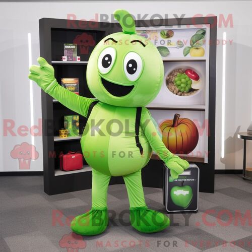 Personnage De Costume De Mascotte Redbrokoly De Pomme Verte Citron Habillé Avec Un Body Et Des Portefeuilles