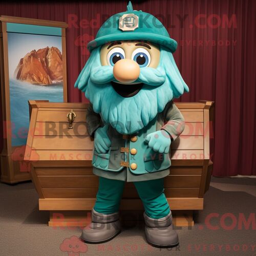 Mascotte Redbrokoly De Cornemuse Turquoise Costume De Personnage Habillé Avec Un Gilet Et Des Bracelets