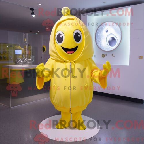 Personnage Mascotte Redbrokoly Pendentif Jaune Citron Habillé Avec Un Sweat À Capuche Et Des Porte-Clés