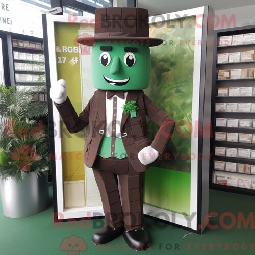 Personnage De Costume De Mascotte Redbrokoly De Barres De Chocolat Vert Forêt Habillé Avec Un Pantalon De Costume Et Des Pochettes De Costu