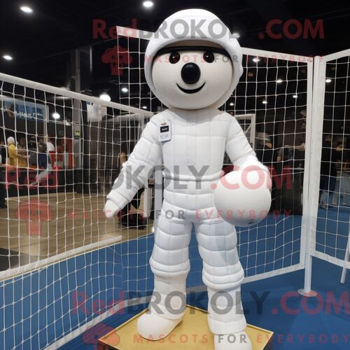 Costume Mascotte Redbrokoly De Filet De Volley-Ball Blanc Personnage Habillé D Une Combinaison Et De Bérets