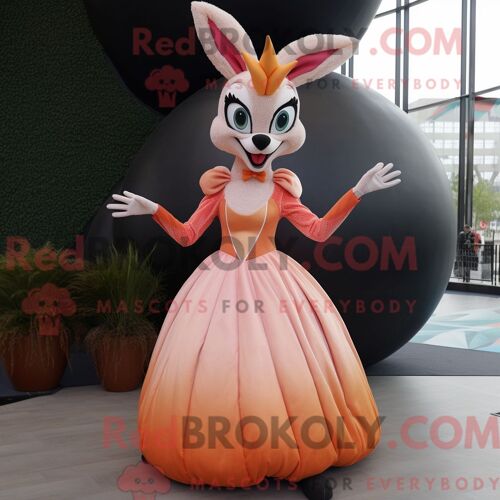 Costume Mascotte Redbrokoly De Gazelle Pêche Personnage Habillé Avec Une Robe De Bal Et Des Gants