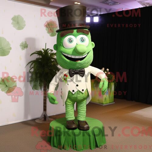 Costume De Mascotte Redbrokoly De Gâteau De Mariage Vert Forêt Personnage Habillé Avec Un Pantalon Et Des Cravates