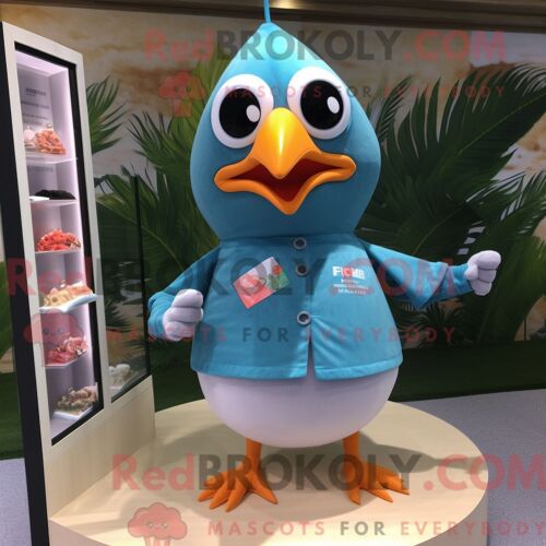 Costume De Mascotte Redbrokoly De Pigeon Pêche Personnage Habillé D Un Maillot De Bain Et De Porte-Clés