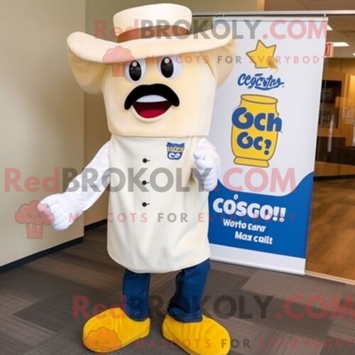 Costume Mascotte Redbrokoly De Goulash Crème Personnage Habillé D Un Jean Bootcut Et De Pinces À Chaussures