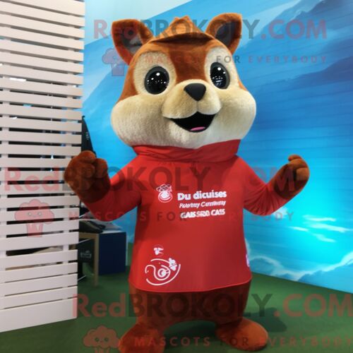 Costume Mascotte Redbrokoly D Écureuil Volant Roux Habillé D Un Maillot De Bain Une Pièce Et De Mitaines
