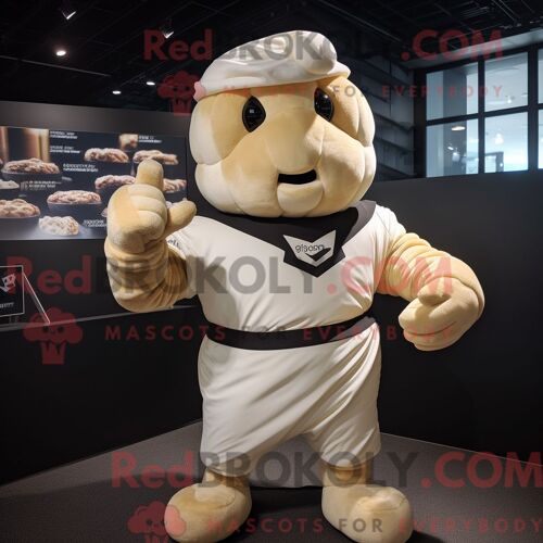 Personnage De Costume De Mascotte Redbrokoly De Pomme De Terre Crème Habillé Avec Un Rash Guard Et Des Gants