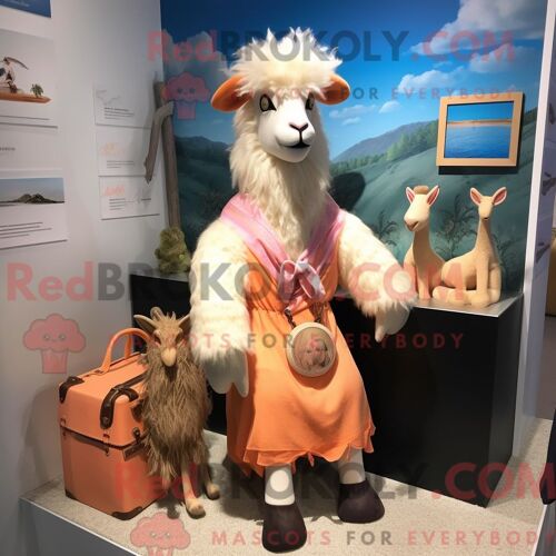 Costume De Mascotte Redbrokoly De Dinde Beige Habillé D Un T-Shirt De Baseball Et De Sacs À Main