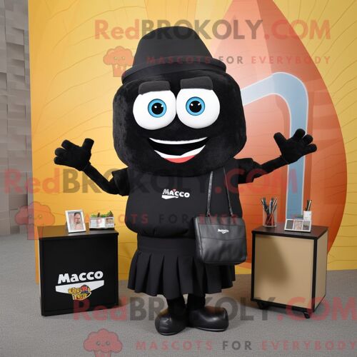 Costume Mascotte Redbrokoly De Tacos Noirs Personnage Habillé Avec Une Jupe Crayon Et Des Porte-Documents