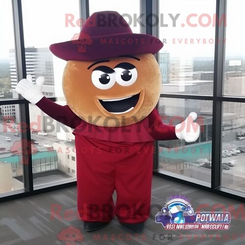 Costume De Mascotte Redbrokoly De Maroon Pizza Personnage Habillé D Un Costume Et D Épingles De Châle