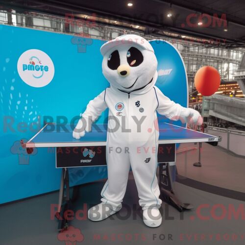 Mascotte Redbrokoly De Table De Ping-Pong Blanche Costume De Personnage Habillé Avec Une Combinaison Et Des Montres