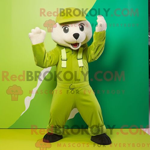 Personnage Mascotte Redbrokoly D Une Jaguar Vert Forêt Habillée D Une Combishort Et De Chapeaux