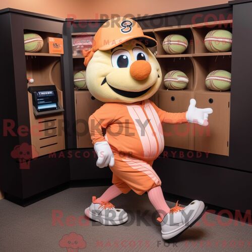 Personnage Mascotte Redbrokoly D Un Gant De Baseball Pêche Habillé D Un Short De Course Et De Portefeuilles